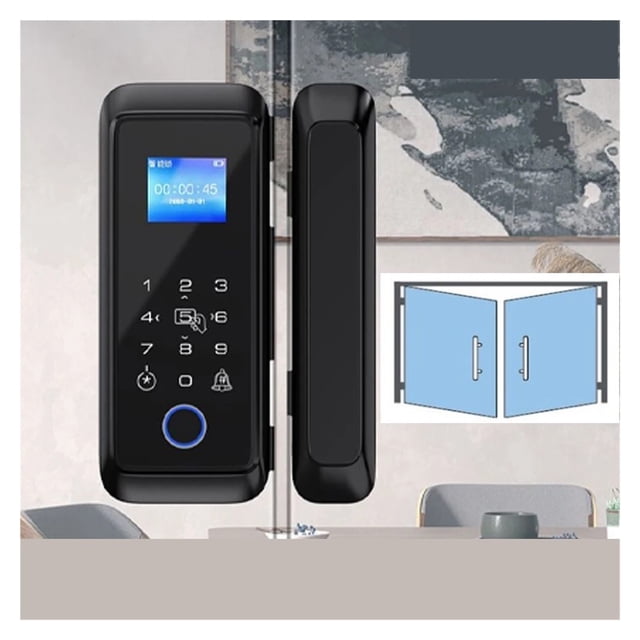 Bluetooth Fingerprint Glass Door Intelligent Lock Double Hook/Fingerprint/M1 Card/Password Unlock