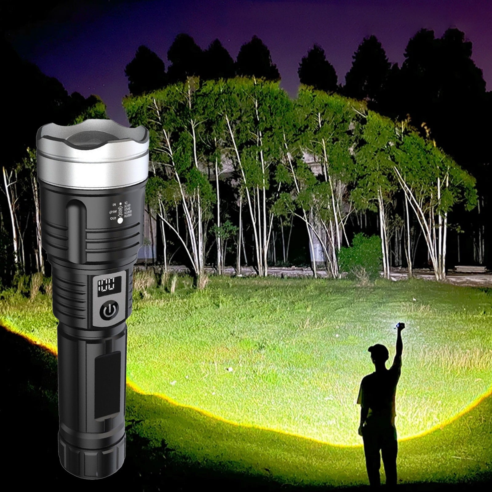 Yunuuuoa 1 Packs Adjustable Focus Flashlight Rechargeable Type-C LED ...