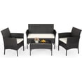 thumbnail image 1 of FDW 4-Piece Wicker Patio Furniture Set – Outdoor Rattan Conversation Set, Chairs, Sofa, and Coffee Table – All-Weather Bistro Set for Yard, Black, 1 of 8