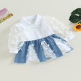 thumbnail image 3 of Robes pour Tout-Petits Fille Bébé Papillon en Maille à Manches Longues Patchwork Tulle Tutu Robe, 3 of 6