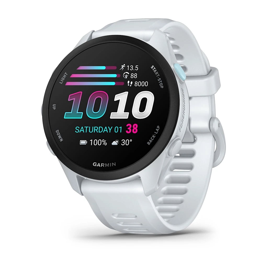 Garmin Forerunner 70 GPS Running Smartwatch with Heart Rate & AMOLED Touchscreen - Whitestone