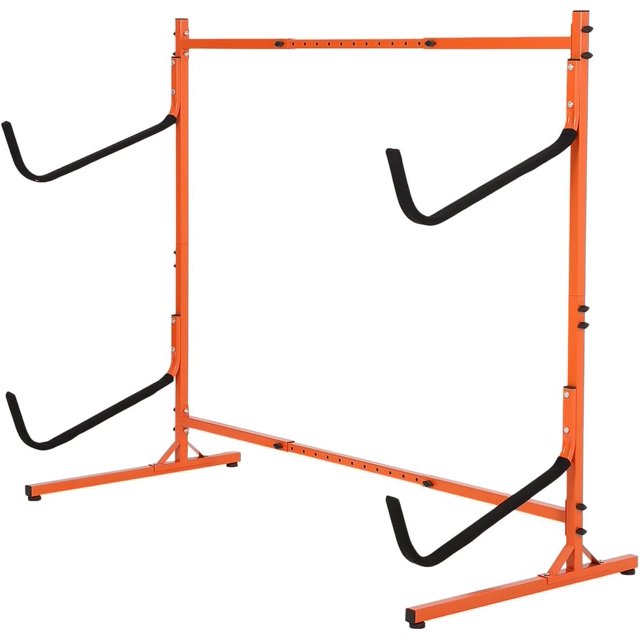 Freestanding Kayak Storage Rack - Adjustable 2 Tier Heavy Duty Steel Organizer for Kayaks Paddle Boards Canoes and Surfboards