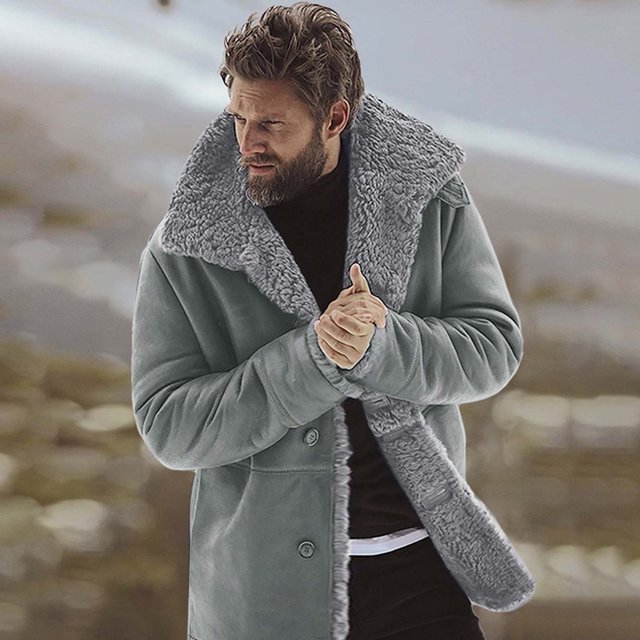 LOVZFMLL Jackets for Men's Casual Winter Casual Solid Color Coats Long Sleeve Button Overcoat Jacket