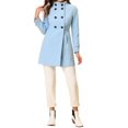 thumbnail image 2 of INSPIRE CHIC Manteau pour Femme à Double Boutonnage Longueur Midi Col Montant Manches Longues Manteau S Bleu Ciel, 2 of 7