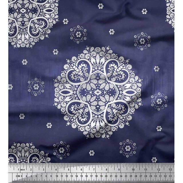 Soimoi Rayon Fabric Mandala Decorative Print Sewing Fabric Yard 56 Inch Wide