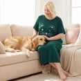 thumbnail image 3 of Agnes Orinda Nuisettes pour Femmes Grande Taille Fête des Mères Col Rond Manches Courtes Robe de Nuit Imprimé Chats Pyjamas Détente Maison avec Poche 4X Vert Foncé, 3 of 8