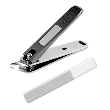 Nail Clipper with Catcher, Slanted Edge Nail Cutting Clippers Stainless Steel Fingernail Cutter Trim with File for Men and Women