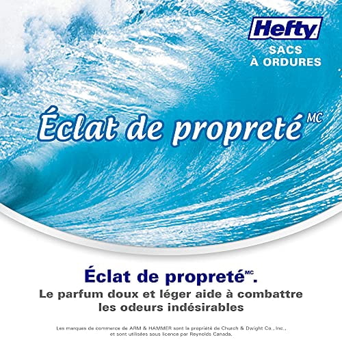 Hefty Garbage Bags, Value Pack Large 100 Litres Black, Drawstring, Arm & Hammer odour neutralizer