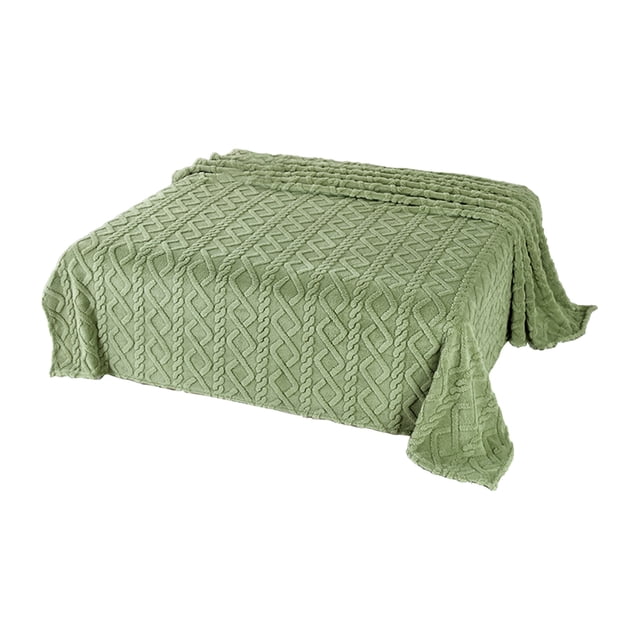 Czzoypi Double Sided Flannel Taffeta Blanket, Reversible Sofa Bed Throw for All Seasons, Conditioning Cover Nap Blanket with 9 Colors for Bedroom Living Room, Green