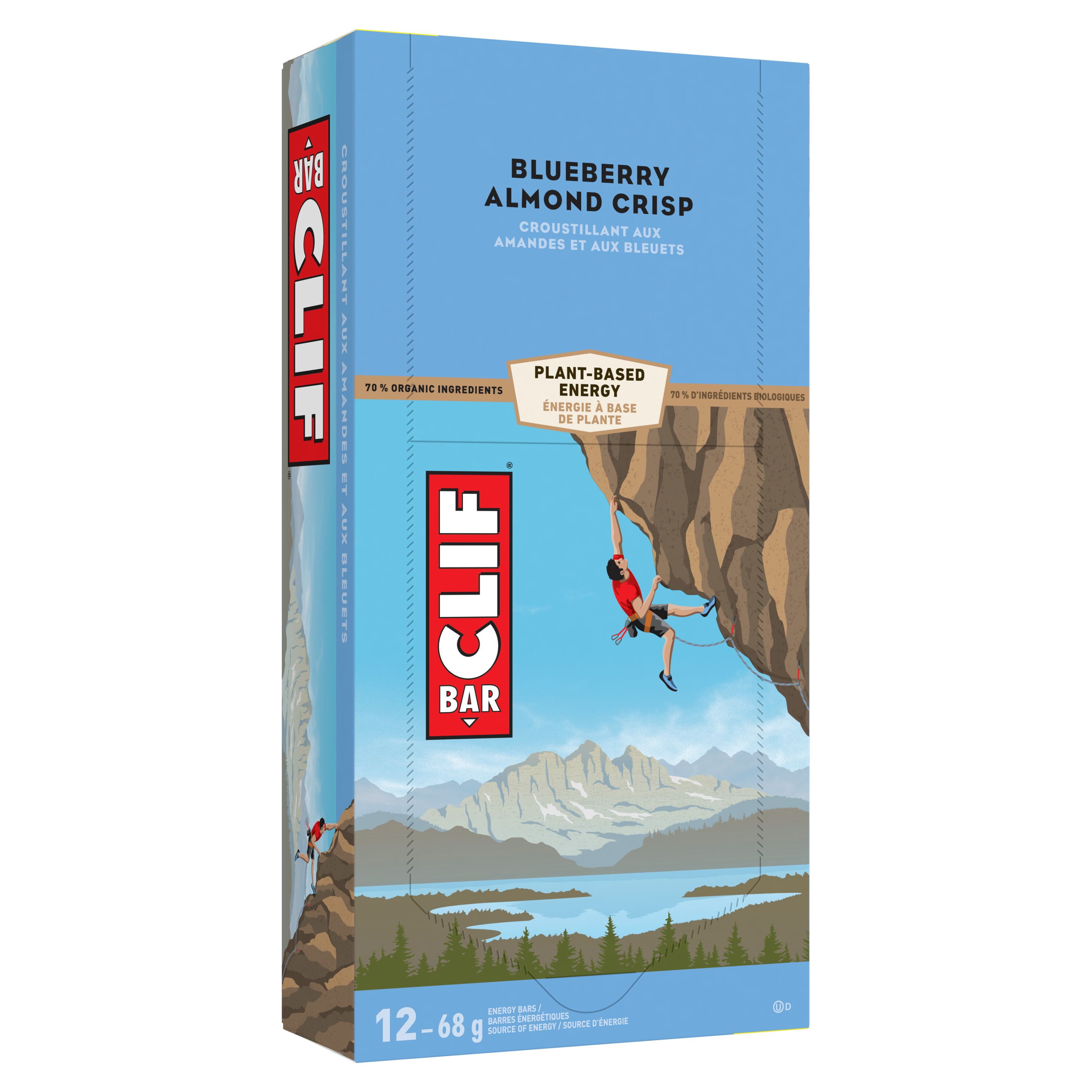 CLIF BAR, Blueberry Almond Crisp Energy Bar, 70% Organic Ingredients, No Artificial Flavours