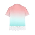 thumbnail image 4 of MeetoTime Kids Short Sleeve Tops Summer Casual Round Neck Gradient Color Lace Layered T-Shirt Tee for Girls, 4 of 4