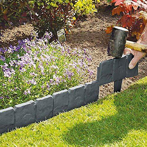 Bordure de Jardin Effet Pierre Pavée Gris Foncé Lot de 10 - Simplement Marteler