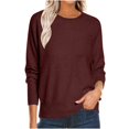 thumbnail image 1 of Women's Pocket Sweater 2025 - Lightweight Knit | Oversized Crewneck Pullover, 1 of 9