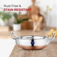 thumbnail image 5 of Silver Stainless Steel Kadhai With Copper Bottom - Pot Pans For Frying - Cookware Premium Heavy Gauge Steel Kadhai 1000ml, 5 of 5
