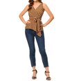 thumbnail image 2 of INSPIRE CHIC Women's Summer Tops Sleeveless V Neckline Wrap Tie Waist Tops M Brown, 2 of 6