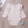 thumbnail image 2 of Faithtur Baby Boy Girl Long Sleeve Romper Ruffled Solid Color Bodysuit, 2 of 6