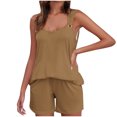 thumbnail image 2 of Yuyuzo Womens Lounge Sets Two Piece Square Neck Tank Tops Wide Leg Shorts with Pockets Matching Outfits, 2 of 7
