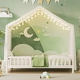 thumbnail image 2 of Euroco Lit Montessori au Sol avec Baldaquin, Lit Simple en Forme de Maisonnette pour Tout-Petit avec Hautes Rampes, Blanc, 2 of 12