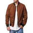 thumbnail image 1 of Faithtur Men's Bomber Flight Jacket Casual Patchwork Fall Winter Coats Zipper Closure Outwear, 1 of 5