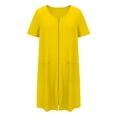 thumbnail image 4 of Peignoirs à Fermeture Éclair pour Femmes, Robe de Chambre Légère à Manches Courtes Longueur Genou, Couleur Unie, avec Poches, Nuisette Robe de Nuit Jaune TG, 4 of 6