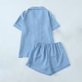 thumbnail image 4 of cfhntfmh Ensembles de Pyjama pour Femmes Ensemble de Pj Mignon à Imprimé Cœur Chemise à Manches Courtes Boutonnée avec Shorts Ensemble de Pjs 2 Pcs, 4 of 4