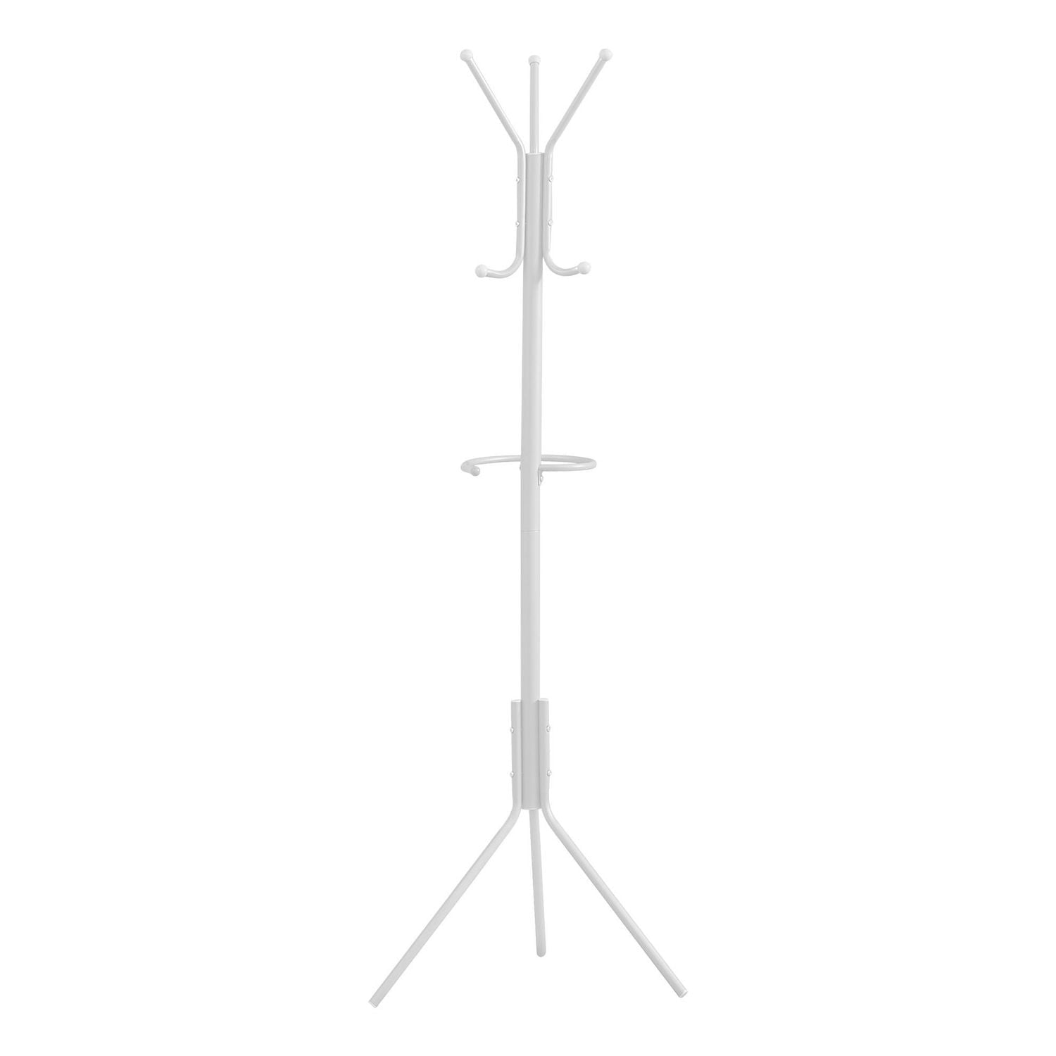 Monarch Specialties Patère, Portemanteau, Sur Pied, Barre De Suspension, 6 Crochets, Entrée, 68"h, Chambre À Coucher, Métal, Blanc, Contemporain, Moderne