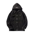 thumbnail image 1 of RKSTN Jackets for Men Fall Fashion Motorcycle Solid Color Button Pocket Long Sleeved Hooded Denim Jacket Mens Coats, 1 of 2