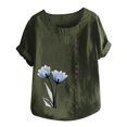 thumbnail image 3 of Birdeem Chemise Décontractée d'Été pour Femmes Col Rond Manches Courtes Imprimé Ample, 3 of 5