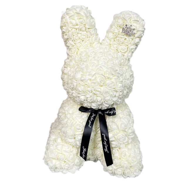 TIMIFIS Landscape Craftsmanship, Valentine's Day Simulation Rose Bunny Cuddle Bunny Birthday Gift Foam Bunny Home Decor