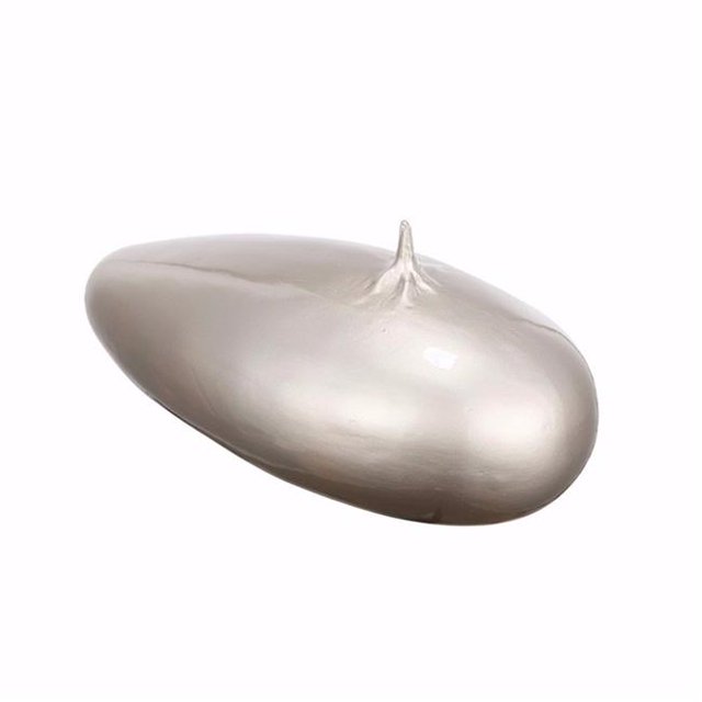Benzara BM154406 Smooth Egg Shaped Ceramic Tabletop Decor, Silver
