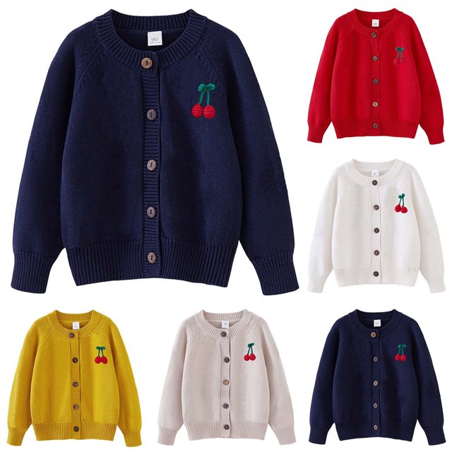 Zwiiyzr Girls Sweaters Kids Open Front Button Down Long Sleeve Knit Cardigans Sweater Cardigan Jacket 2-8Y Yellow