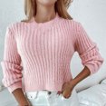 thumbnail image 2 of Chandail pour Femmes Mode Femmes Confortable Décontracté Couleur Unie Manches Longues Col Rond Cardigan Chandail S-111 Rose-A L, 2 of 6