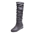 thumbnail image 2 of Babysbule Chaussures pour Femmes en Liquidation, Bottes Hautes à Enfiler pour Femmes à Talon Carré de Couleur Unie, Bottes Hauteur Genou à Bout Rond, 2 of 5