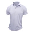 thumbnail image 2 of KIHOUT Chemises d'Été pour Hommes, T-Shirt à Manches Courtes Uni Décontracté Mode à Col Rabattu, Chandail à Boutons, Blouse T-Shirt Blanche G, 2 of 4