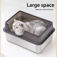 thumbnail image 3 of Cat Litter Box with High Enclosed Side,Stainless Steel Litter Box Stainless Steel Litter Box Enclosed Stainless Steel Large Cat Litter Box XL Litter Box for Multiple Cats, 3 of 7