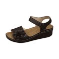 thumbnail image 2 of Latrodar Sandales Compensées pour Femmes Sandales de Randonnée Femmes Course Confort Extensibles Sandales à Fleurs Chaussures à Boucle Talon Moyen (2 Pouces-3 Pouces) Grand Sandales Unies pour Femmes Âgées Cadeaux Cadeaux pour Elle, 2 of 5