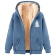 thumbnail image 1 of LOVZFMLL Winter Jackets for Women Fashionable Printed Fleece Hooded Sweatshirt Jacket, 1 of 4