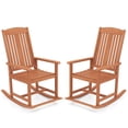 thumbnail image 1 of Costway 2 PCS Outdoor Rocking Chair with Slatted Seat Wide Armrests and Footrest for Patio, 1 of 9