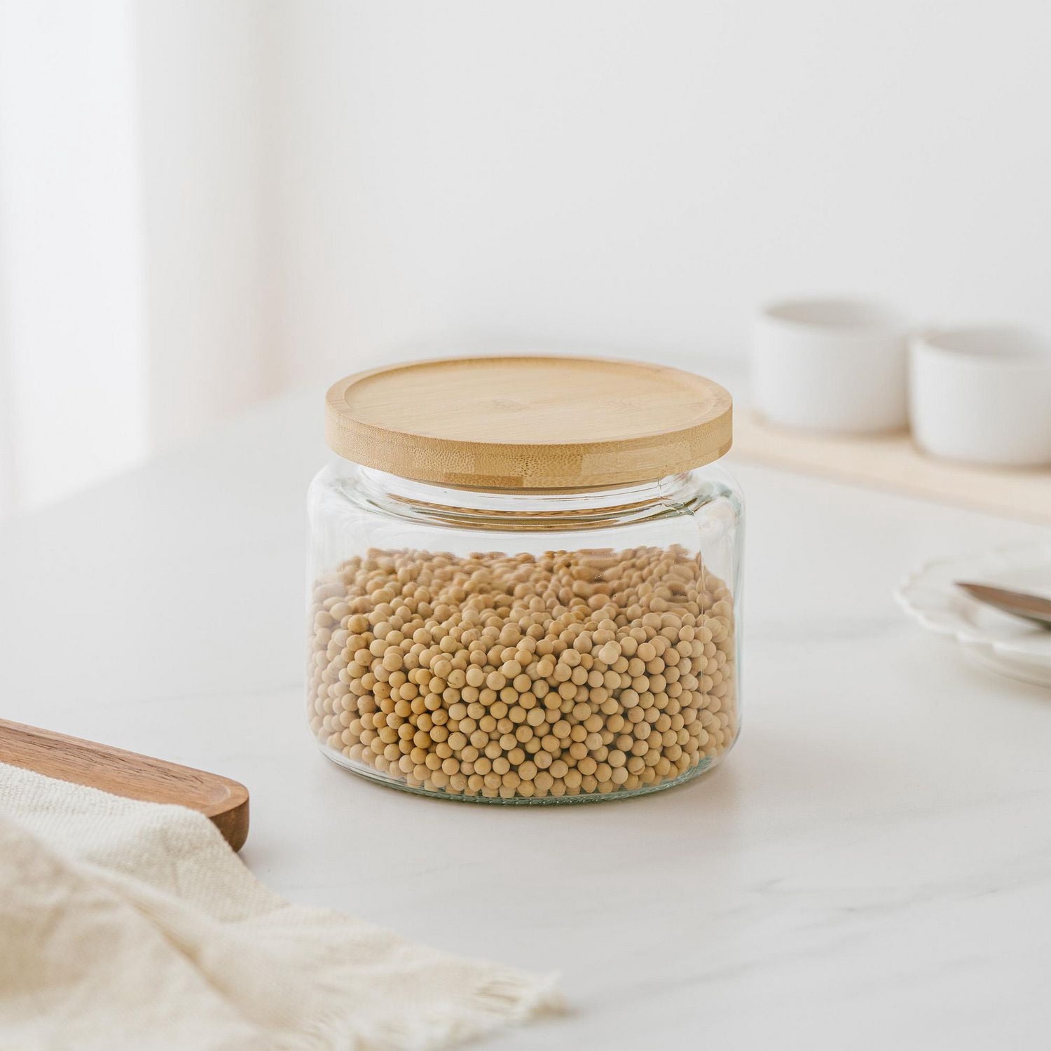 Mainstays pot de stockage de nourriture de cuisine en verre 2L pot en verre avec couvercle en bambou