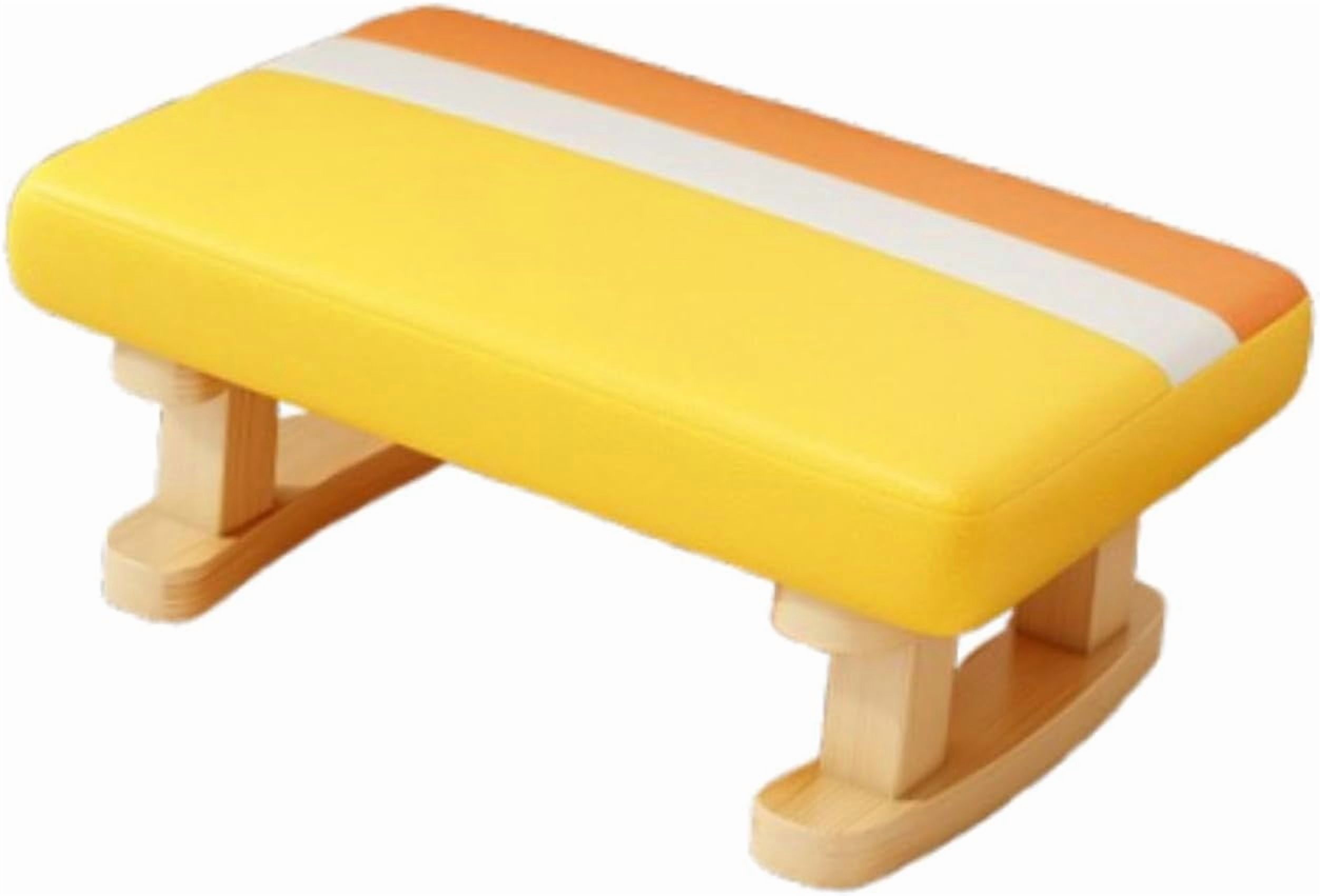 Rectangular chair step stool small footstool comfortable simple bench upholstered footstool footstool with wooden legs bed yellow (black)