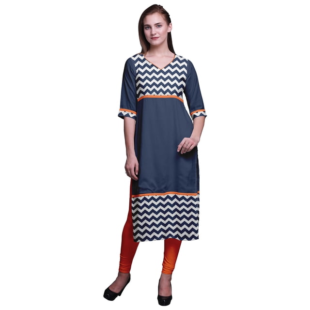 Bimba Robe Kurti Longue Imprimée Tunique Droite Robes pour Femmes Haut Indien