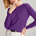 thumbnail image 3 of ManxiVoo Chandail à Capuche Tricoté à Manches Longues et Col Rond pour Femmes, Automne Hiver, Tenue Décontractée, Taille TTG, Violet, 3 of 8