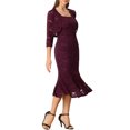 thumbnail image 4 of INSPIRE CHIC Robe d'Invitée de Mariage pour Femme Tenues de Soirée 2 Pcs Robes Sans Manches avec Boléro TG Bourgogne, 4 of 5
