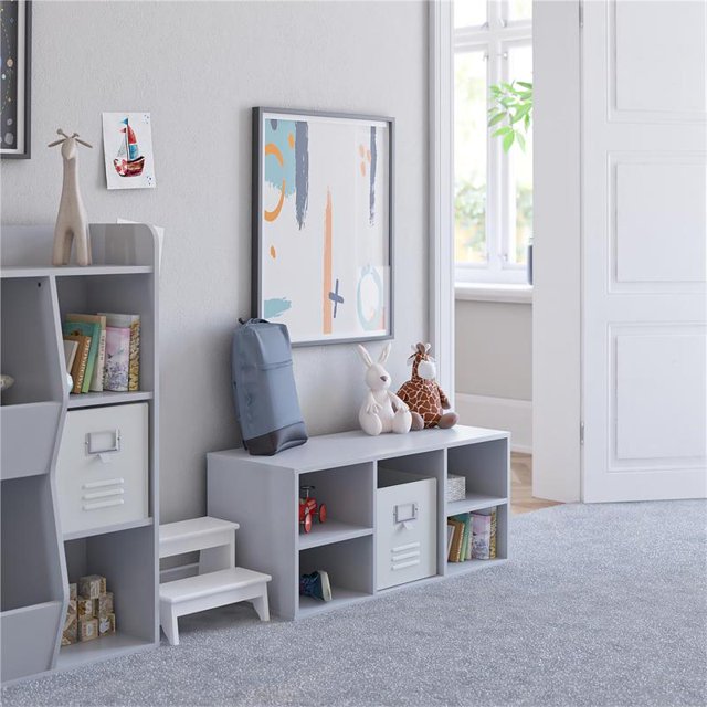 Ameriwood Home Banc de 5 Cubes Tyler Kid en Gris Colombe