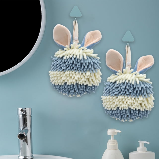 Ear Chenille Hand Towel Cute Hanging Hand Wipe Ball Hand Towel Thickened Absorbent Hangable Multifunctional Hand Towel