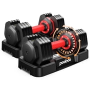 Pooboo Adjustable Dumbbells Set 25LB A Pair Dumbbells Weights 5 in 1 Free Weights 5/10/15/20/25lb/50lb Dumbbell with Anti-Slip Handle Suitable for Home Gym Exercise Equipment