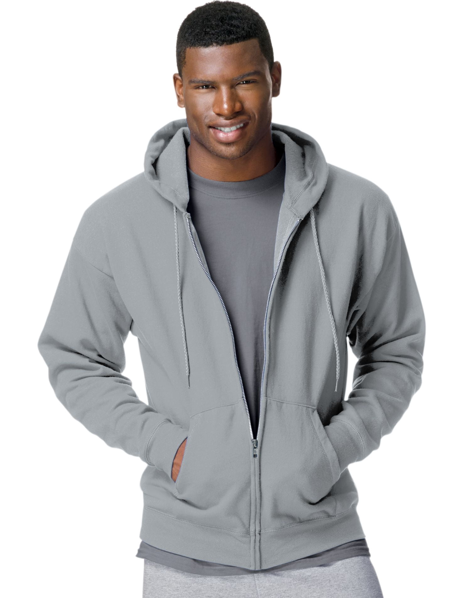 Hanes ComfortBlend EcoSmart Chandail à Capuchon à Fermeture Éclair Intégrale pour Hommes, P, Acier Pâle