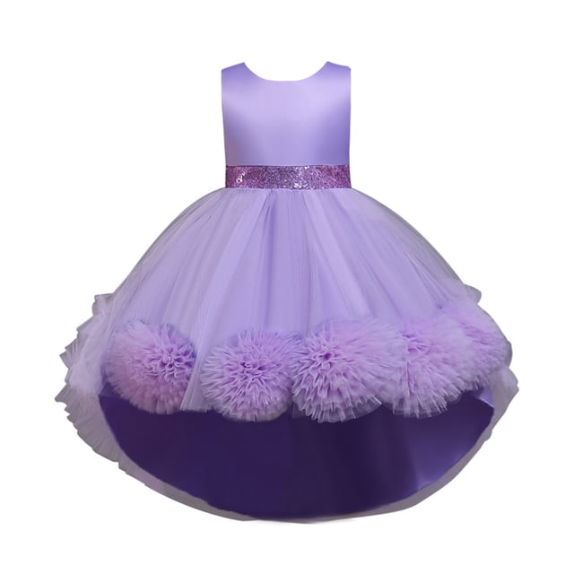 HBFAGFB Formal Dress Girls Fashion Kids Baby Spring Summer Ruffle Sleeveless Party Dress Purple Size 100