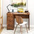 thumbnail image 2 of Costway 43" Home Office Desk Compact Study Writing Desk with 2 Drawers Charging Station Brown, 2 of 10