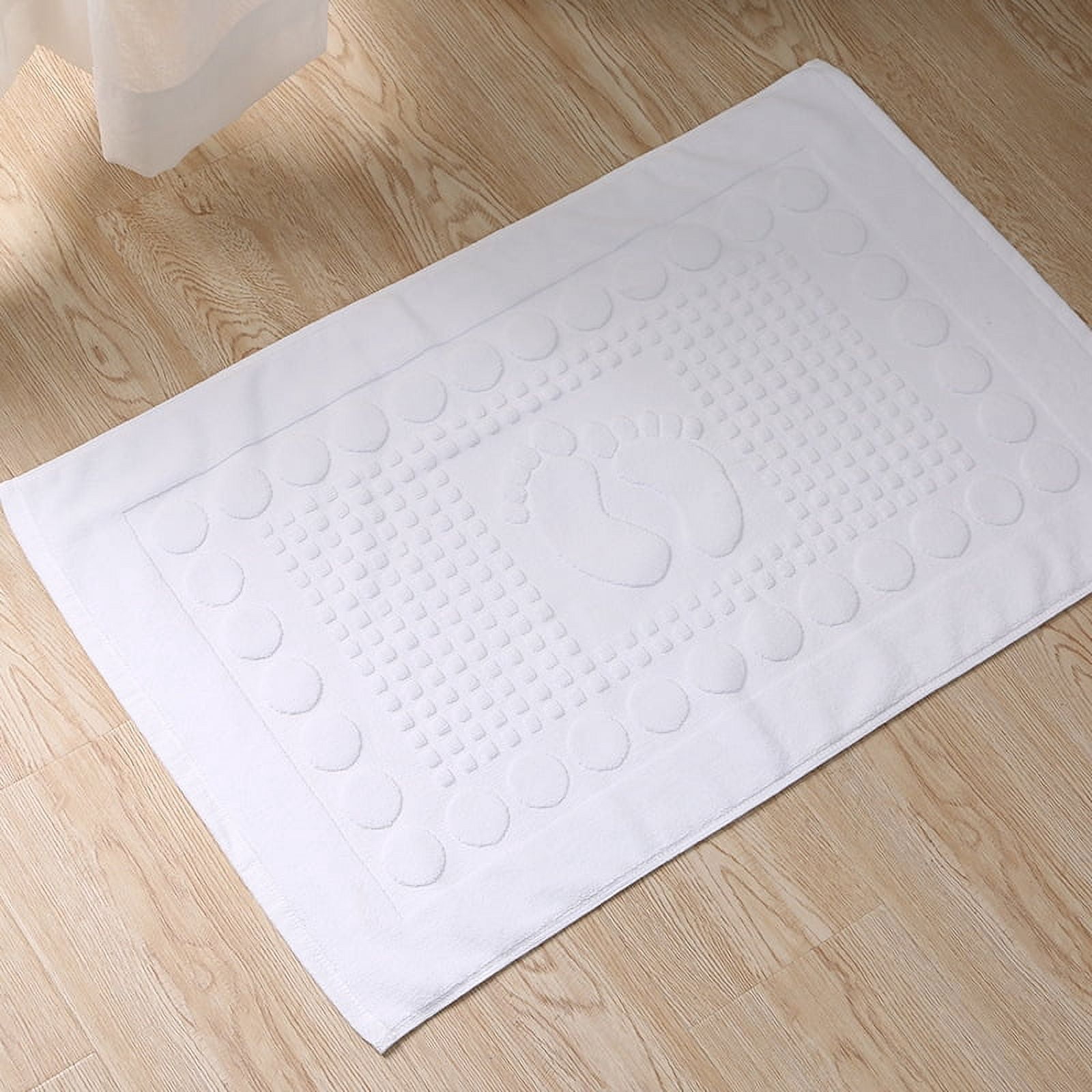 Zhuge Bath Mats [Not a Bathroom Rug] Cotton Banded Machine Washable Shower Bathroom Floor Towel Terry Towelling Tub Shower Bathroom Mat (Feet White)